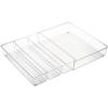 imagemDesign Plastic AdjustableExpandable Divided Drawer Storage Organizer with 4 Compartments for Kitchen Pantry Cupboard Cabinet Hold Silverware Utensils Cutlery  Ligne Collection  Clear
