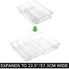 imagemDesign Plastic AdjustableExpandable Divided Drawer Storage Organizer with 4 Compartments for Kitchen Pantry Cupboard Cabinet Hold Silverware Utensils Cutlery  Ligne Collection  Clear