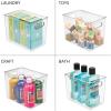 imagemDesign Plastic Deep Kitchen and Pantry Organizer Storage Bin with Handles for Cabinet Fridge Freezer  Food Storage Containers for Snacks Yogurt Pouches or Fruit Ligne Collection 2 Pack Clear