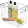 imagemDesign Plastic Deep Kitchen and Pantry Organizer Storage Bin with Handles for Cabinet Fridge Freezer  Food Storage Containers for Snacks Yogurt Pouches or Fruit Ligne Collection 2 Pack Clear