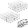 imagemDesign Plastic Divided Drawer Organizer Storage Bin for Home Office Desk Drawer Shelf Cabinet  4 Compartments 12quot Long 2 Pack  32 Adhesive Labels  Clear