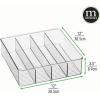 imagemDesign Plastic Divided Drawer Organizer Storage Bin for Home Office Desk Drawer Shelf Cabinet  4 Compartments 12quot Long 2 Pack  32 Adhesive Labels  Clear
