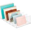 imagemDesign Plastic Divided Purse Organizer for Closets Bedrooms Dressers  Closet Shelf Storage Solution for Purses Clutches Wallets Accessories  5 Compartments  Lumiere Collection  2 Pack Clear