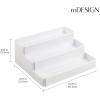 imagemDesign Plastic Expandable 3Tier Shelf Rack Organizer  Storage for Bathroom Vanity Cabinet Cupboard Drawer  Holds Medicine Vitamins Supplements Cosmetics  Ligne Collection  White