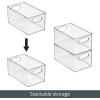 imagemDesign Plastic Kitchen Organizer  Storage Holder Bin with Handles for Pantry Cupboard Cabinet FridgeFreezer Shelves Counter  Holds Canned Food Snacks  Ligne Collection  4 Pack  Clear