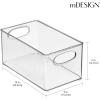 imagemDesign Plastic Kitchen Organizer  Storage Holder Bin with Handles for Pantry Cupboard Cabinet FridgeFreezer Shelves Counter  Holds Canned Food Snacks  Ligne Collection  4 Pack  Clear