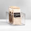 imagemDesign Plastic Kitchen Organizer  Storage Holder Bin with Handles for Pantry Cupboard Cabinet FridgeFreezer Shelves Counter  Holds Canned Food Snacks  Ligne Collection  4 Pack  Clear