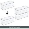 imagemDesign Plastic Kitchen Pantry and Fridge Storage Organizer Box Containers with Hinged Lid for Shelves or Cabinets Holds Food Snacks Canned Drinks Seasoning Condiments or Utensils 4 Pack Clear