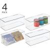 imagemDesign Plastic Kitchen Pantry and Fridge Storage Organizer Box Containers with Hinged Lid for Shelves or Cabinets Holds Food Snacks Canned Drinks Seasoning Condiments or Utensils 4 Pack Clear