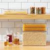 imagemDesign Plastic Kitchen Pantry and Fridge Storage Organizer Box Containers with Hinged Lid for Shelves or Cabinets Holds Food Snacks Canned Drinks Seasoning Condiments or Utensils 4 Pack Clear