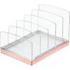 imagemDesign Plastic Makeup Organizer for Bathroom Countertops Vanities Cabinets Cosmetics Storage Solution for  Eyeshadow Palettes Contour Kits  5 Sections  Lumiere Collection  ClearRose Gold