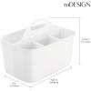 imagemDesign Plastic Portable Craft Storage Organizer Caddy Tote Divided Basket Bin with Handle for Crafts Sewing Art Supplies  Holds Brushes Colored Pencils  Lumiere Collection  2 Pack  White