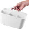 imagemDesign Plastic Portable Craft Storage Organizer Caddy Tote Divided Basket Bin with Handle for Crafts Sewing Art Supplies  Holds Brushes Colored Pencils  Lumiere Collection  2 Pack  White