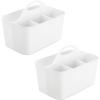 imagemDesign Plastic Portable Craft Storage Organizer Caddy Tote Divided Basket Bin with Handle for Crafts Sewing Art Supplies  Holds Brushes Colored Pencils  Lumiere Collection  2 Pack  White