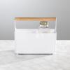 imagemDesign Plastic Portable Shower Caddy Divided Basket Bin Storage Organizer with Bamboo Handle for Bathroom Dorm Shelf ampamp Cabinet Holds Shampoo Conditioner  Aura Collection WhiteNaturalWhiteNatural