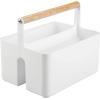 imagemDesign Plastic Portable Shower Caddy Divided Basket Bin Storage Organizer with Bamboo Handle for Bathroom Dorm Shelf ampamp Cabinet Holds Shampoo Conditioner  Aura Collection WhiteNaturalWhiteNatural