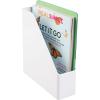 imagemDesign Plastic Slim Vertical File Folder Storage Organizer Bin with Handle  Hold Notebooks Binders Envelopes Magazines for Home Office Work Desktops Ligne Collection 2 Pack White