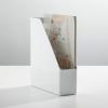 imagemDesign Plastic Slim Vertical File Folder Storage Organizer Bin with Handle  Hold Notebooks Binders Envelopes Magazines for Home Office Work Desktops Ligne Collection 2 Pack White