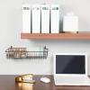 imagemDesign Plastic Slim Vertical File Folder Storage Organizer Bin with Handle  Hold Notebooks Binders Envelopes Magazines for Home Office Work Desktops Ligne Collection 2 Pack White