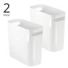imagemDesign Plastic Small Trash Can 15 Gallon57Liter Wastebasket Narrow Garbage Bin Handles for Bathroom Laundry Home Office  Holds Waste Recycling 10quot High Aura Collection 2 Pack White