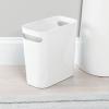 imagemDesign Plastic Small Trash Can 15 Gallon57Liter Wastebasket Narrow Garbage Bin Handles for Bathroom Laundry Home Office  Holds Waste Recycling 10quot High Aura Collection 2 Pack White