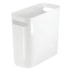 imagemDesign Plastic Small Trash Can 15 Gallon57Liter Wastebasket Narrow Garbage Bin Handles for Bathroom Laundry Home Office  Holds Waste Recycling 10quot High Aura Collection 2 Pack White
