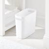 imagemDesign Plastic Small Trash Can 15 Gallon57Liter Wastebasket Narrow Garbage Bin Handles for Bathroom Laundry Home Office  Holds Waste Recycling 10quot High Aura Collection 2 Pack White