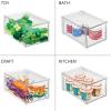 imagemDesign Plastic Stackable Closet Storage Organizer Bins with Pull Out Drawer for Cabinet Desk Shelf Cupboard or Dresser Organization  Lumiere Collection  4 Pack  Clear