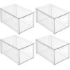 imagemDesign Plastic Stackable Closet Storage Organizer Bins with Pull Out Drawer for Cabinet Desk Shelf Cupboard or Dresser Organization  Lumiere Collection  4 Pack  Clear