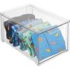 imagemDesign Plastic Stackable Closet Storage Organizer Bins with Pull Out Drawer for Cabinet Desk Shelf Cupboard or Dresser Organization  Lumiere Collection  4 Pack  Clear