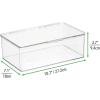 imagemDesign Plastic Stackable Home Office Supplies Storage Organizer Box with Hinged Lid  for Note Pads Gel Pens Staples Dry Erase Markers Tape  10 Inches Wide Pack of 4 32 Labels  Clear