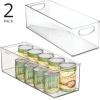 imagemDesign Plastic Stackable Kitchen Organizer  Storage Bin with Handles for Refrigerator Freezer Cabinet and Pantry Shelves Organization  Food Container  2 Pack  Clear