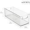 imagemDesign Plastic Stackable Kitchen Organizer  Storage Bin with Handles for Refrigerator Freezer Cabinet and Pantry Shelves Organization  Food Container  2 Pack  Clear