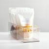 imagemDesign Plastic Stackable Kitchen Organizer  Storage Bin with Handles for Refrigerator Freezer Cabinet and Pantry Shelves Organization  Food Container  2 Pack  Clear