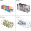 imagemDesign Plastic Stackable Kitchen Organizer  Storage Bin with Handles for Refrigerator Freezer Cabinet and Pantry Shelves Organization  Food Container  2 Pack  Clear