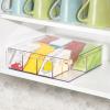 imagemDesign Plastic Stackable Tea Bag Storage Bin Organizer Box Holder with Lid for Kitchen Cabinets Countertops Pantry  Container Holds Beverage Bags Pods Packets  2 Pack Clear