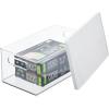 imagemDesign Plastic Storage Bin Box Container with Lid BuiltIn Handles Organization for Pens Pencils or Work Supplies in Home Office Cabinet or Desk Top Ligne Collection ClearWhite