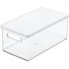 imagemDesign Plastic Storage Bin Box Container with Lid BuiltIn Handles Organization for Pens Pencils or Work Supplies in Home Office Cabinet or Desk Top Ligne Collection ClearWhite