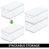 imagemDesign Plastic Storage Bin Box Container with Lid BuiltIn Handles Organization for Pens Pencils or Work Supplies in Home Office Cabinet or Desk Top Ligne Collection ClearWhite