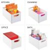 imagemDesign Plastic Storage Organizer Wide Container Bin with Handles for Bathroom Home Organization  Holds Vitamins Supplements Makeup Styling Tools  Ligne Collection  8 Pack  White