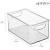 imagemDesign Plastic Storage Organizer Wide Container Bin with Handles for Bathroom Home Organization  Holds Vitamins Supplements Makeup Styling Tools  Ligne Collection  Clear