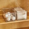 imagemDesign Plastic Storage Organizer Wide Container Bin with Handles for Bathroom Home Organization  Holds Vitamins Supplements Makeup Styling Tools  Ligne Collection  Clear