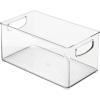 imagemDesign Plastic Storage Organizer Wide Container Bin with Handles for Bathroom Home Organization  Holds Vitamins Supplements Makeup Styling Tools  Ligne Collection  Clear