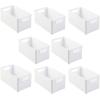 imagemDesign Plastic Storage Organizer Wide Container Bin with Handles for Bathroom Home Organization  Holds Vitamins Supplements Makeup Styling Tools  Ligne Collection  8 Pack  White