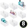 imagemDesign Plastic Storage Organizer Wide Container Bin with Handles for Bathroom Home Organization  Holds Vitamins Supplements Makeup Styling Tools  Ligne Collection  8 Pack  White
