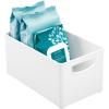imagemDesign Plastic Storage Organizer Wide Container Bin with Handles for Bathroom Home Organization  Holds Vitamins Supplements Makeup Styling Tools  Ligne Collection  8 Pack  White