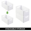 imagemDesign Plastic Storage Organizer Wide Container Bin with Handles for Bathroom Home Organization  Holds Vitamins Supplements Makeup Styling Tools  Ligne Collection  8 Pack  White