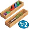 imagemDesign Slim Wooden Bamboo Drawer Organizer  12quot Long Stackable Storage Box Tray for Kitchen DrawersCabinet  Utensil Silverware Spatula Flatware Holder  Echo Collection 2 Pack Natural Wood7 6 cm x 30 5 cm x 5 1 cm