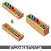 imagemDesign Slim Wooden Bamboo Drawer Organizer  12quot Long Stackable Storage Box Tray for Kitchen DrawersCabinet  Utensil Silverware Spatula Flatware Holder  Echo Collection 2 Pack Natural Wood7 6 cm x 30 5 cm x 5 1 cm