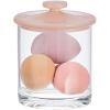 imagemDesign Small Modern Apothecary Storage Organizer Canister Jars  Acrylic Containers for Bathroom Organization Holder for Vanity Counter Makeup Table Lumiere Collection 2 Pack ClearLight Pink